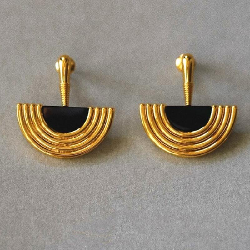 Bilandi Retro Jewelry Half Round Earrings 2023 Trend New Elegant Temparement Geometric Drop Earrings For Women Female Gift