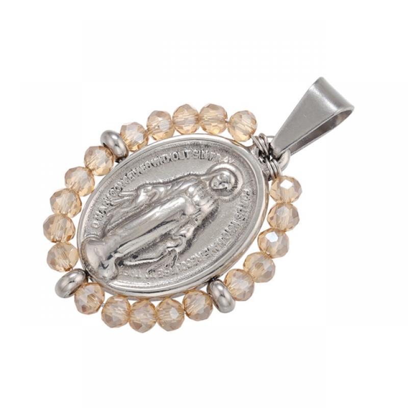 ZHUKOU Christian Virgin Mary Pendant Necklace pearl charms for DIY Handmade Necklace Jewelry Accessories Wholesale VD1036