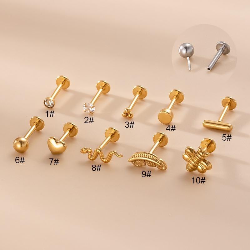 1Piece 1.2*8mm Piercing Body Jewelry Plug-in Lip Stud for Women 2022 New Trend Ear Cuff Stainless Steel Stud Earrings for Teens