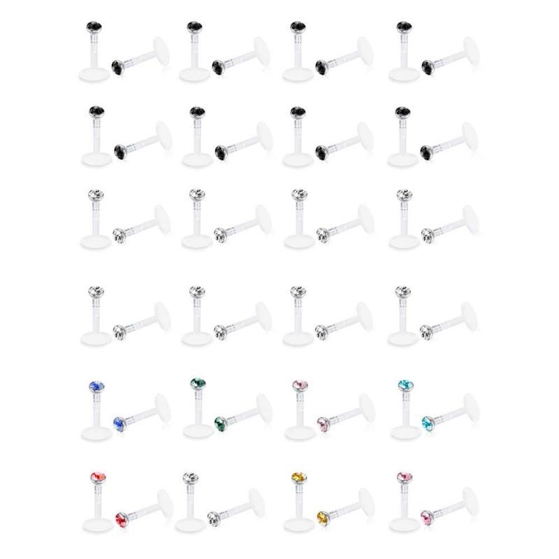 WKOUD 10pcs 16G Acrylic 2MM 2.5MM 3MM CZ Helix Cartilage Tragus Stud Earrings Labret Lip Monroe Ring Body Piercing Jewelry