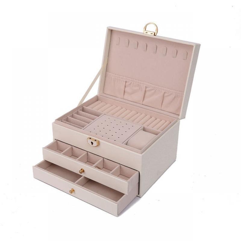 Leather Three-layer Jewelry Box, Large Capacity Jewelry Storage,Luxury Style, High-end Necklace Box