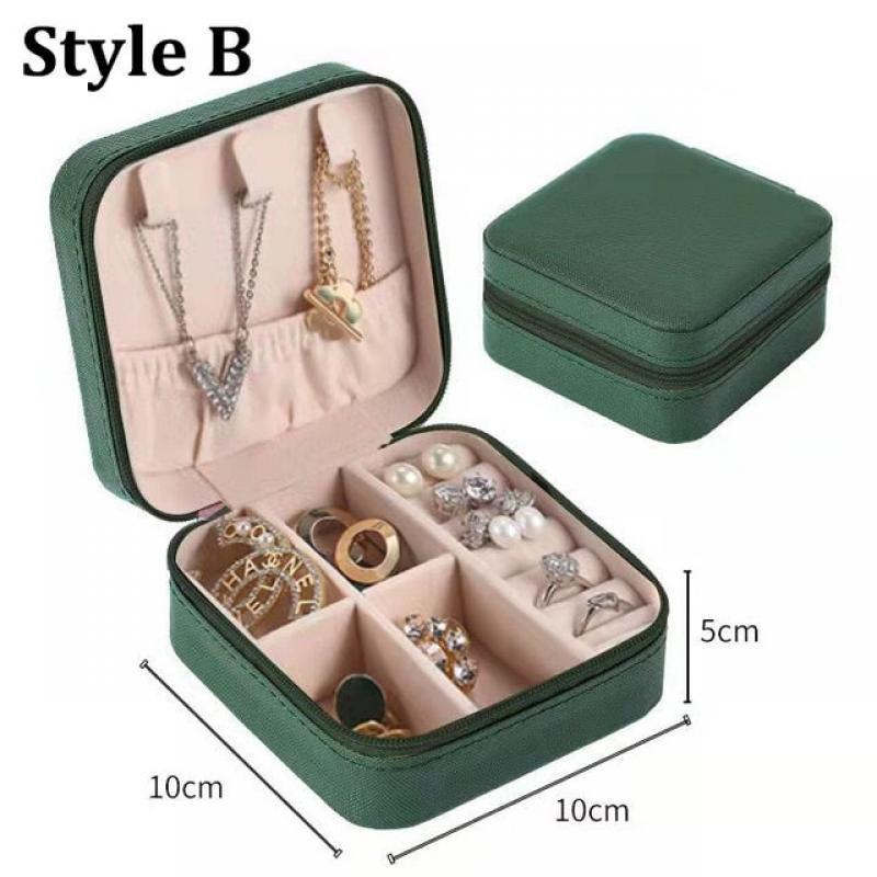 2023 Jewelry Box PU Leather Jewellery Storage Earring Boxes Packaging Storage Display Case Organizer for Home Travel Girl Gift