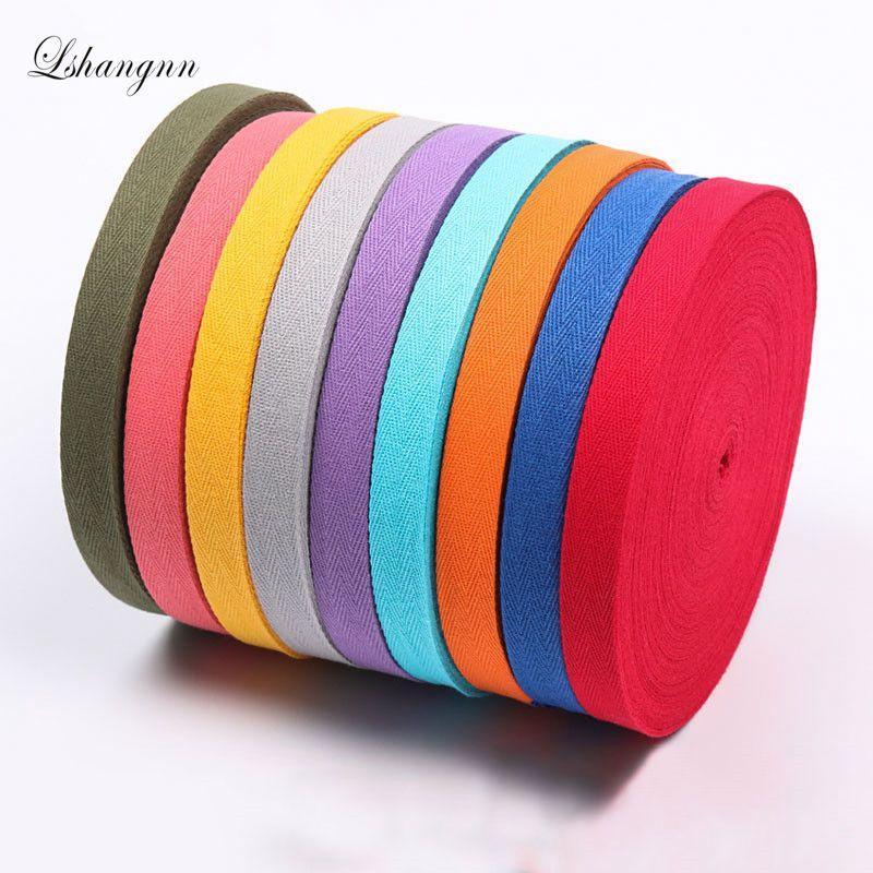 Lshangnn 2cm 45yards 100% Cotton Belt Herringbone Tape Package Cotton Ribbon 26 Colours For Handmade Diy Cloth Accessories