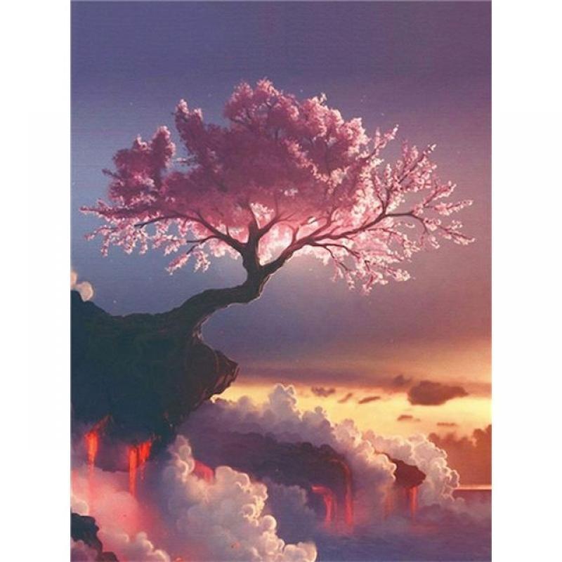 GATYZTORY Frame 5D Diamond Painting Pink Tree Mosaic Diamond Embroidery Sale Rhinestones Landscape Handmade Home Decor