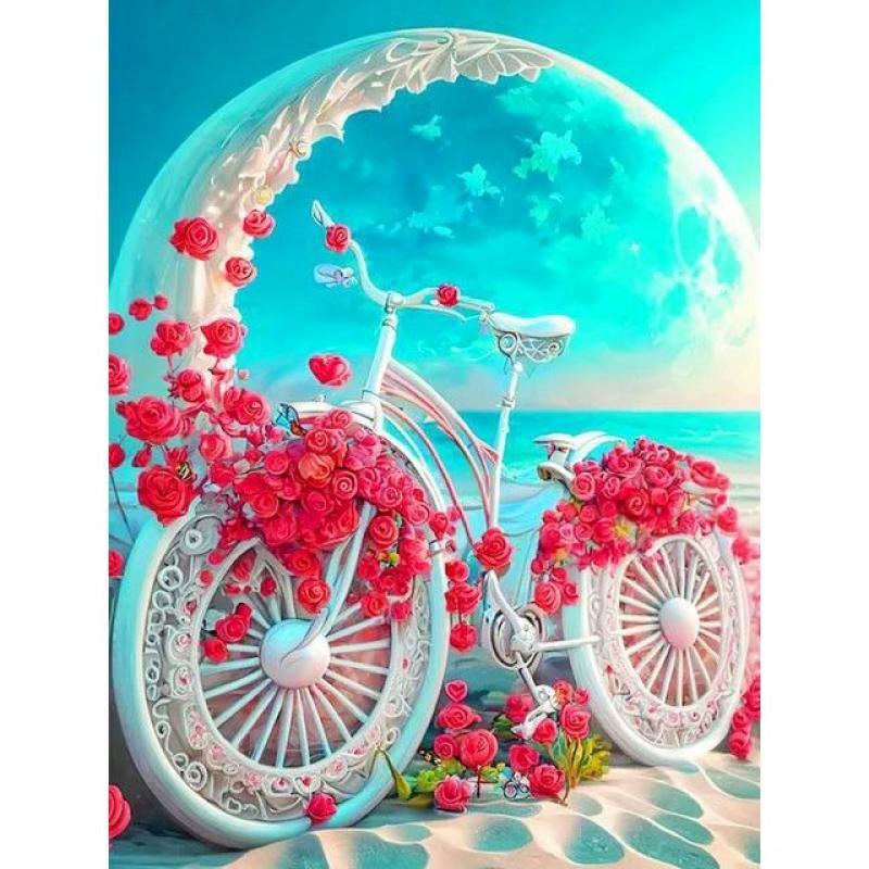 SDOYUNO Oil Painting By Numbers Heart Bicycle With Frame Drawing On Canvas Seaside Picture Coloring By Number For Home Decor