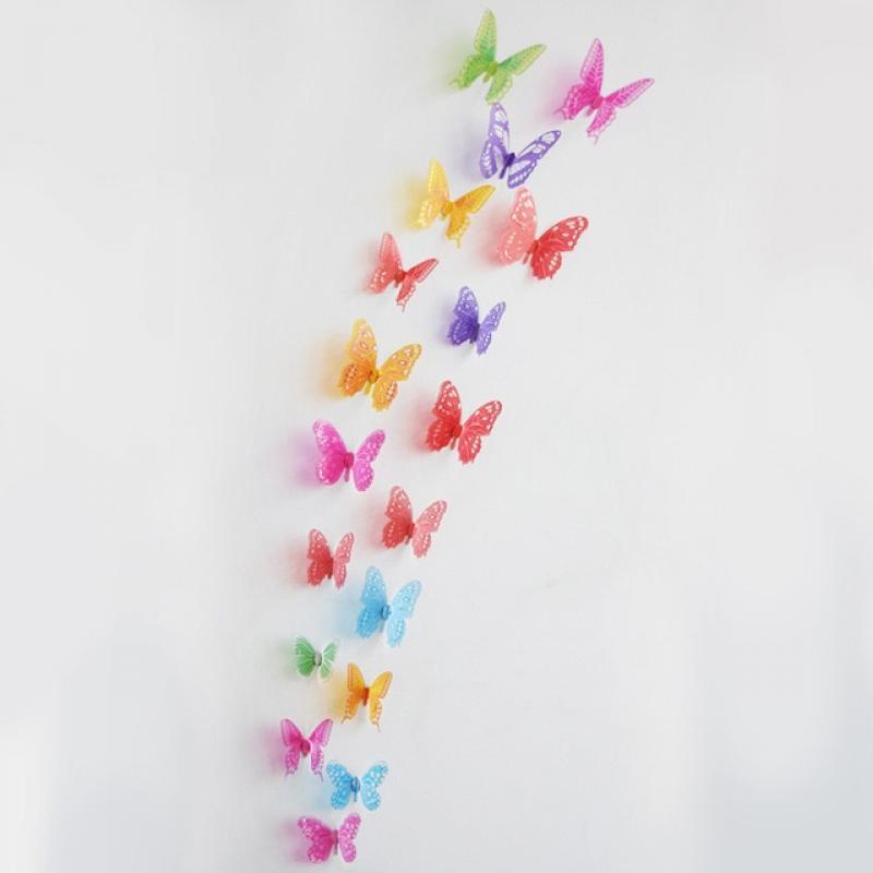 New 18pcs/lot Crystal Butterflies 3d Wall Sticker Beautiful Butterfly Living Room for Kids Room Wall Decals Home Decoration