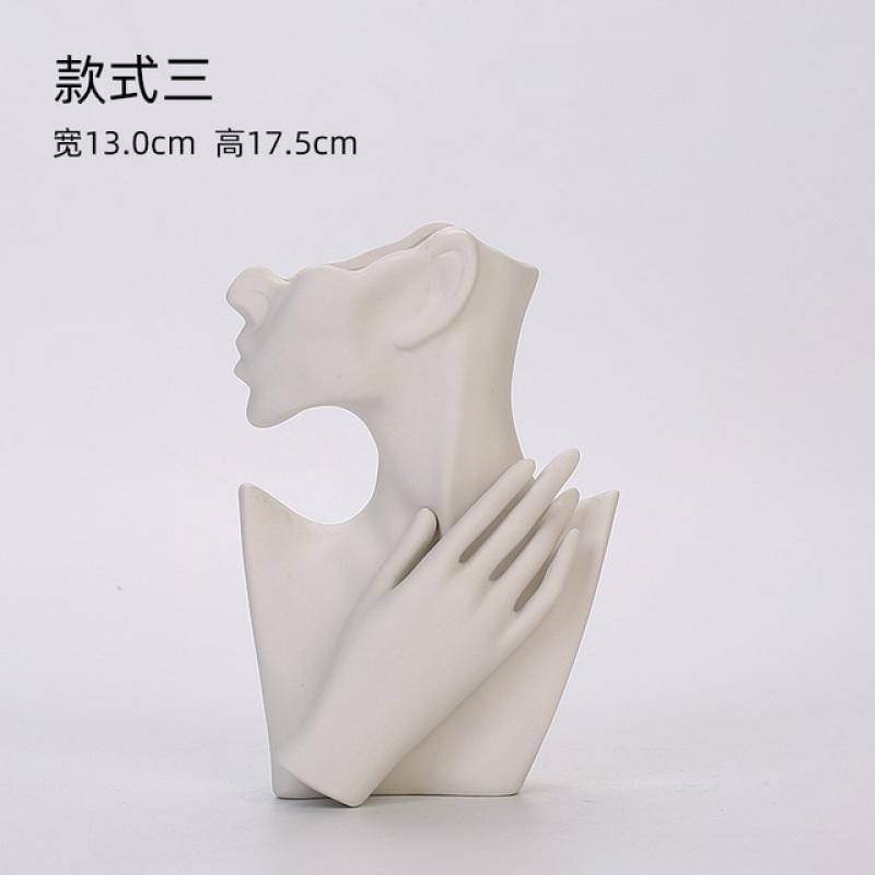 Nordic Ceramic Vase Bust Head Body Model Shaped Flower Pots Woman Face Art Vase Crafts Home Office Creative Decor Sculpture Gift