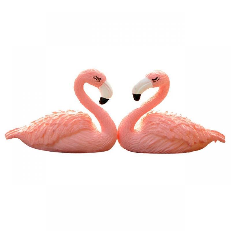 2Pcs Mini Flamingo Figurines Micro Landscape Resin Crafts Miniatures Fairy Dollhouse Garden Moss Bonsai Ornament Home Desk Decor