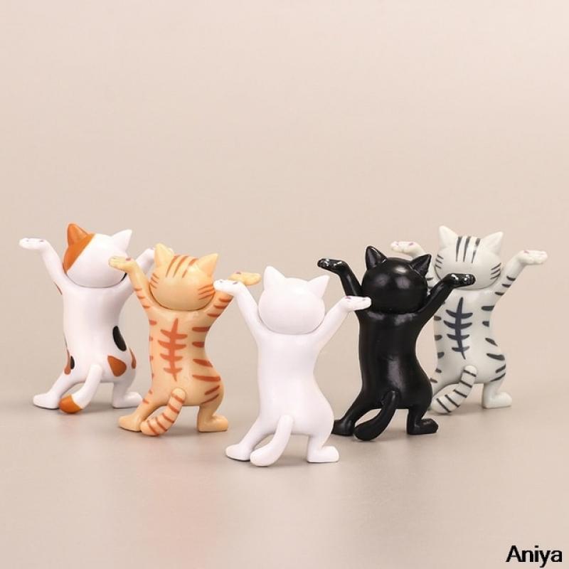 5pcs Set Funny Cat Pen Holder Toy Hold Everything Cat Earphone Bracket Home Decor Festival Decoration Charming Kitty Storage Set