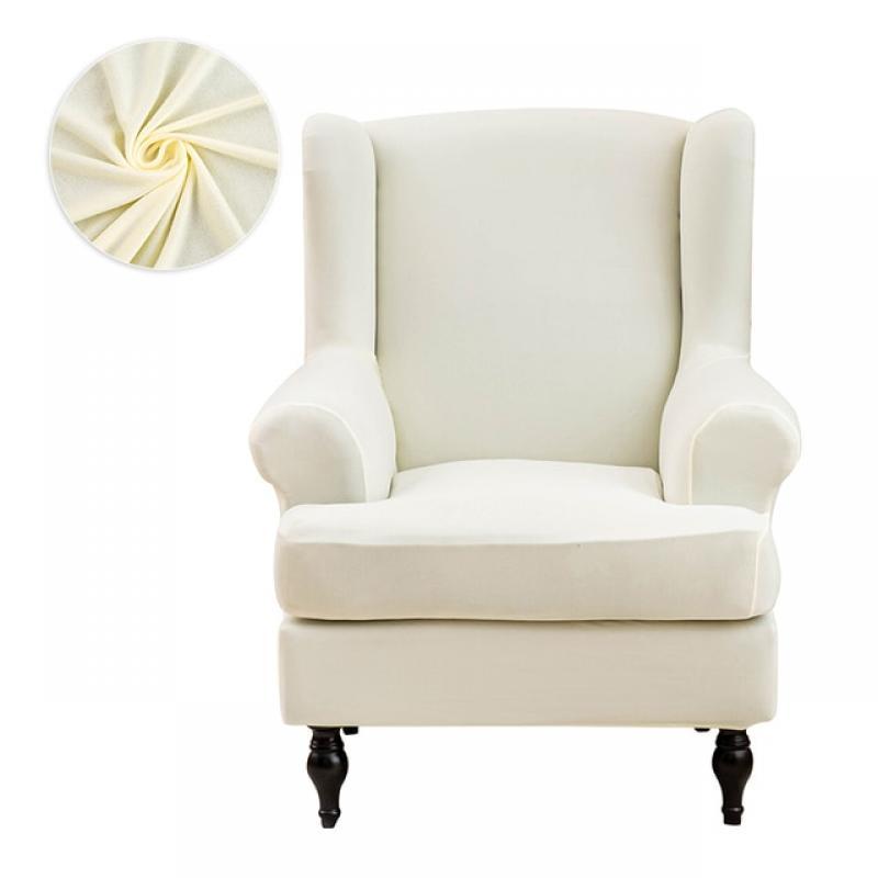 Solid Color Wing Back Chair Covers Stretch Armchair Cover With Back Wed Single Sofa Covers Throne Chair For Wedding Loveseat