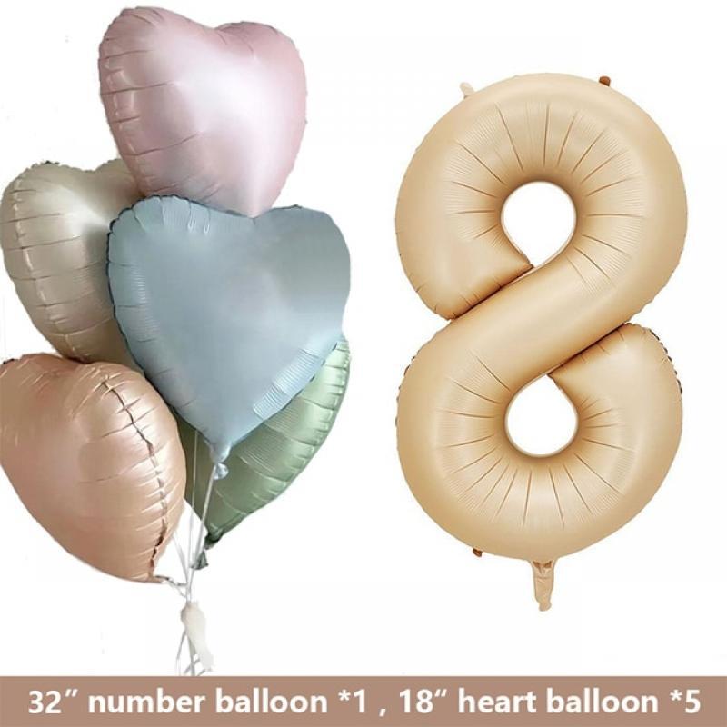 Retro Blue Heart Balloons Air Happy Birthday Baloons 1 2 3 4 5 Babyshower Number Foil Balloon Helium Baby Shower Kids Globos 1st
