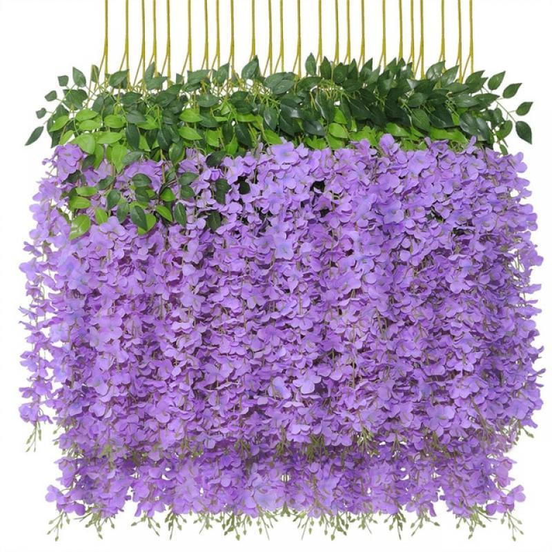 12/8/6PC Artificial Wisteria Hanging Flower Garland Wedding Party Decoration Wall Arch DIY Wreath Home Garden Decor Fake Flowers