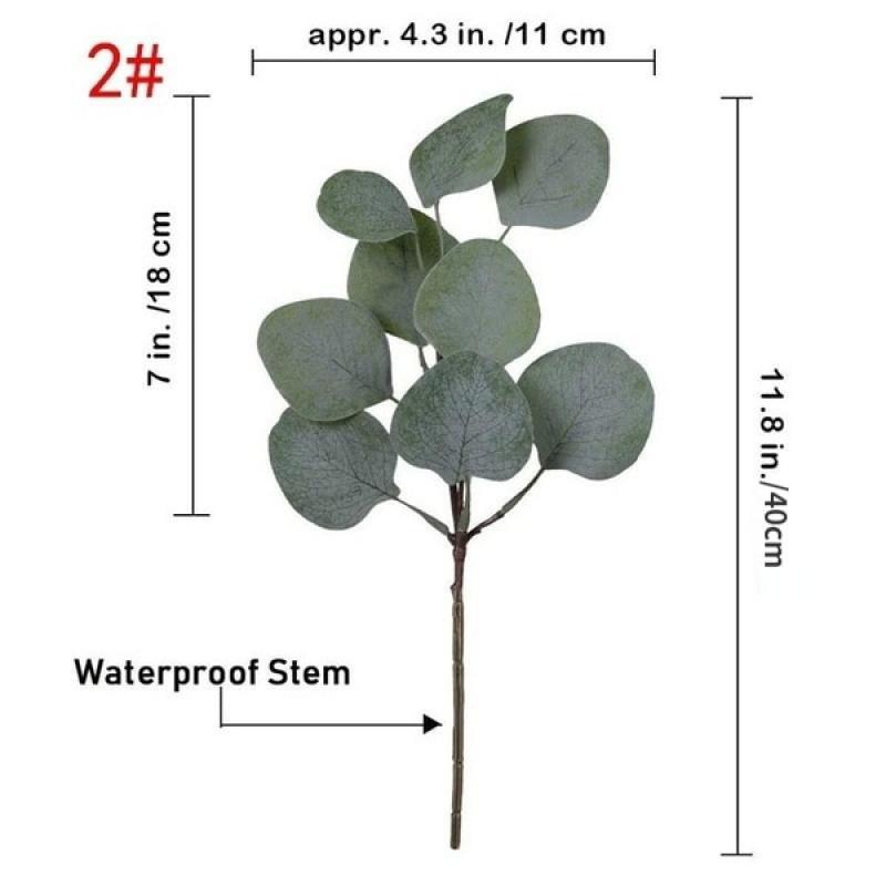 10Pcs Fake Eucalyptus Leaves Stems Artificial Greenery Flowers For Bride Bouquet Vase Floral Arrangement Home Wedding Decoration