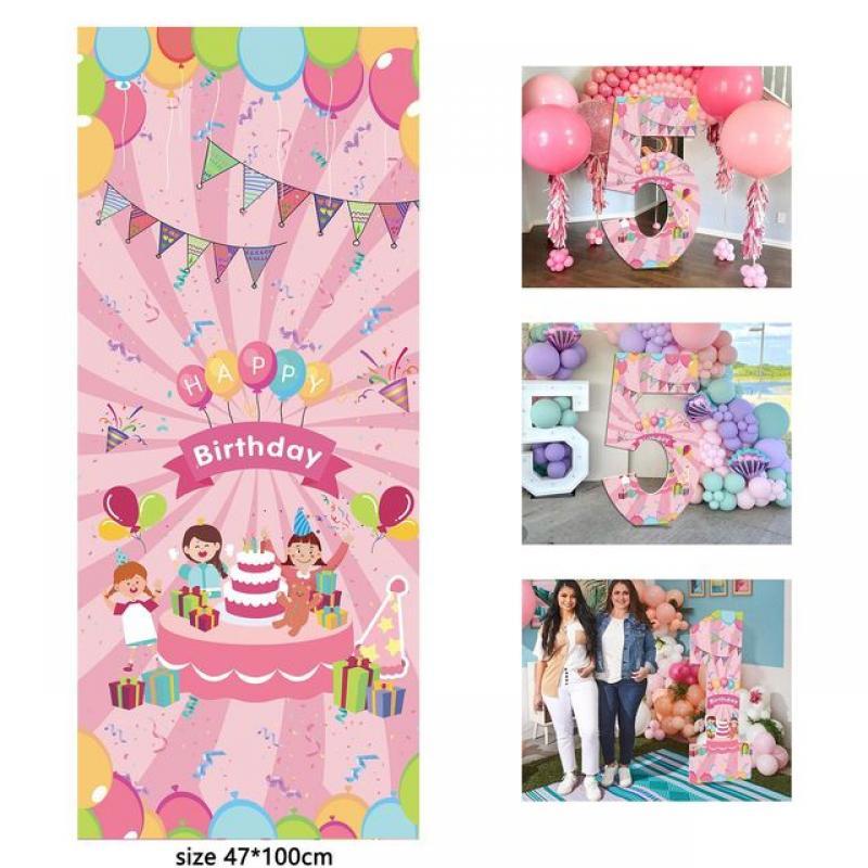 Birthday Party 3D digital KT Board 0 1-9 number vertical Cardboard Pink Balloons pattern Background Board with Display Box