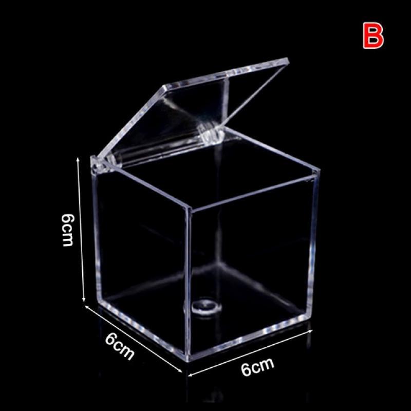 Clear Acryl Cube Favor Box of Plexi Acrylic Glass Plastic Storage Wedding Party Gift Package Organizer Home Office Usage