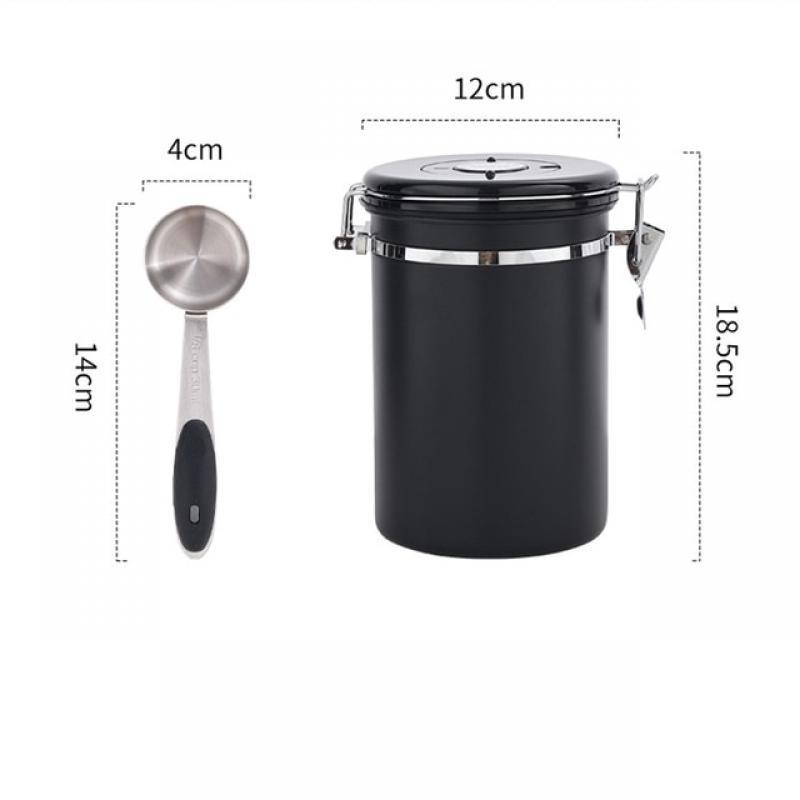 Stainless Steel Coffee Container Canister with Date Tracker Measuring Scoop CO2 Releasing Valves for Beans Grounds Tea Sugar