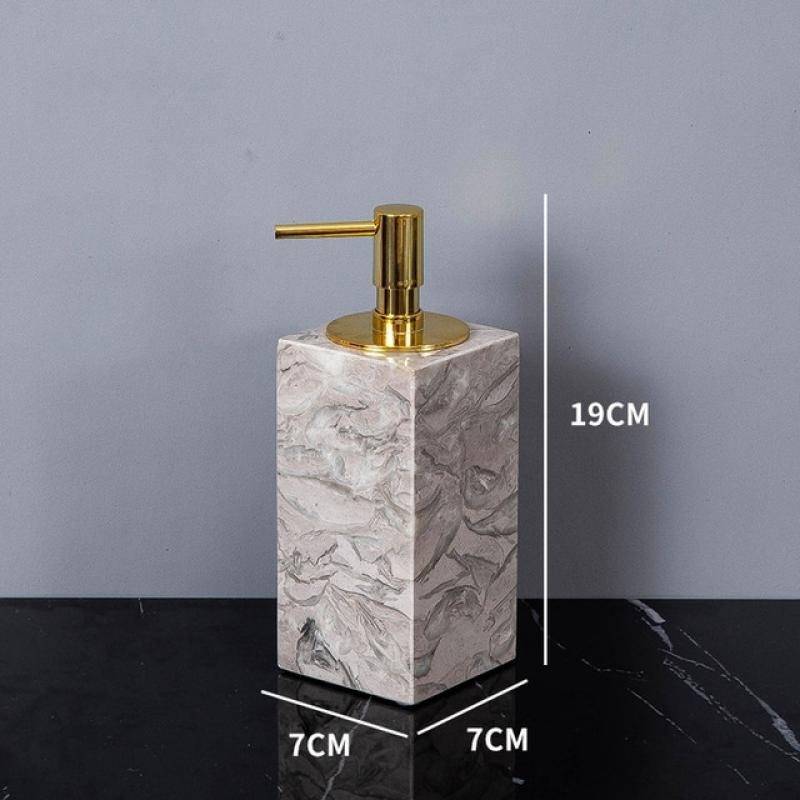 Wholesale Bathroom Accessories Sets Elegant Natural Marble Liquid Soap Dispenser Toothbrush Holder Cup Soap Dish Cotton Swab Can