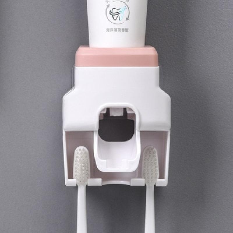 Creative Wall Mount Automatic Toothpaste Dispenser and Small Toothbrush Holder Toothpaste Squeezer for Family Shower Bathroom