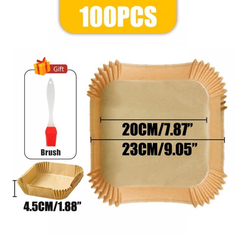 Nonstick Air Fryer Parchment Paper With Brush Oilproof Waterproof Disposable Paper Liner Baking Mat Oven Air Fryer Accessories