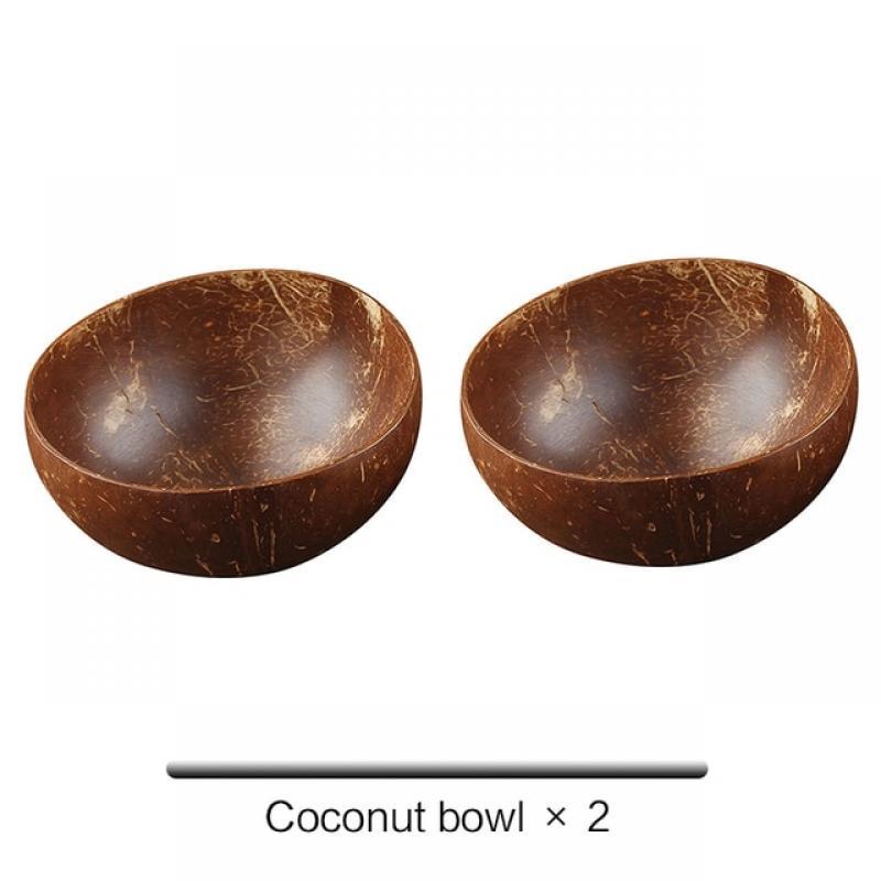 12-15cm  Natural Coconut Bowl set wooden Salad Ramen bowl Coconut Wood Spoon Set coco smoothie Kitchen tableware Coconut bowl