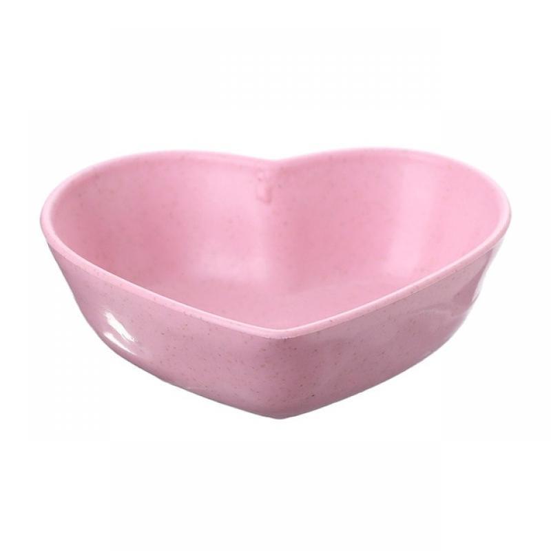 Mini Bowl Love Heart Shape Wheat Straw Dinnerware Bowls for Food Tableware Vinegar Seasoning Bowls Kitchen Supplies