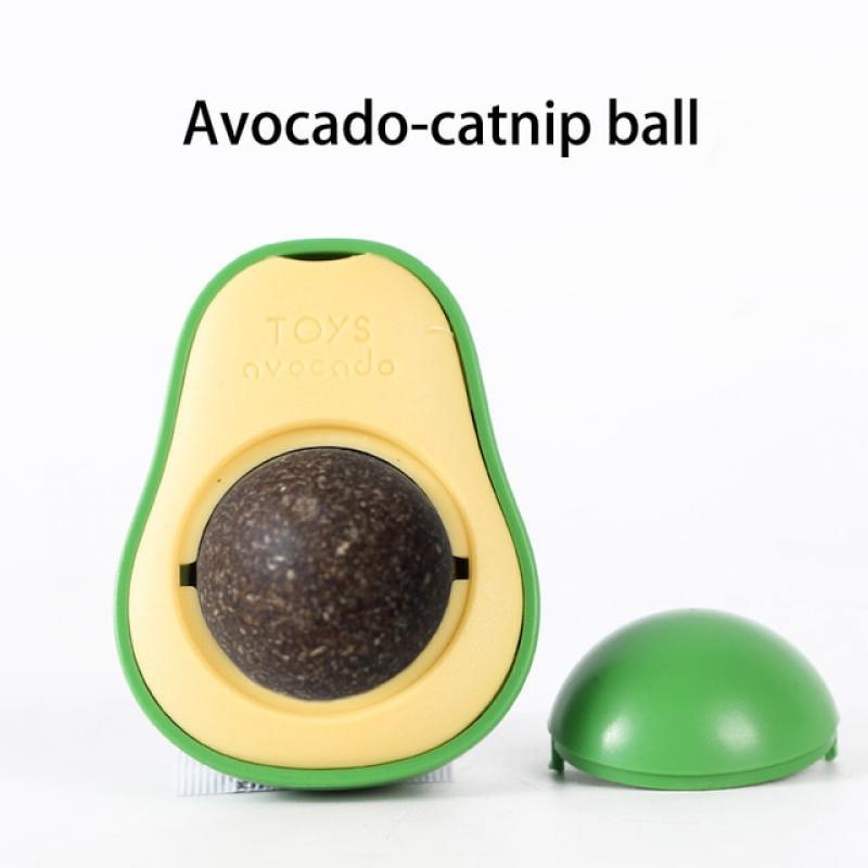 Avocado catnip licking ball toys for cats free shipping nartual catnip ball 360° wall stick on cat toy interactiv gato supplies