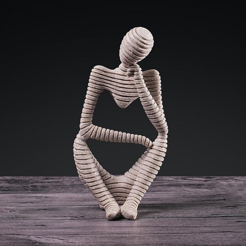 JOLOVE Nordic Abstract Thinker Statue Resin Figurine Office Home Decoration Desktop Decor Handmade Crafts Sculpture Modern Art