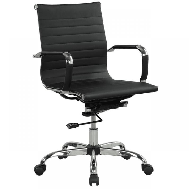 Ribbed Back PU Leather Office Chair, Adjustable Height, White  Computer Chair Office Chairs