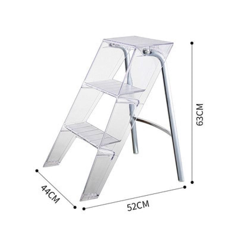 Acrylic Transparent Step Ladder Plastic Step Stools Folding Ladders Indoor Herringbone Ladder Three-step Ladder Storage Rack