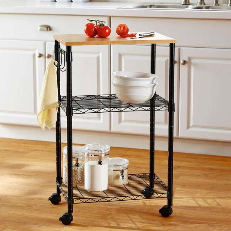 Black Metal Multi-Purpose Rolling Kitchen Cart