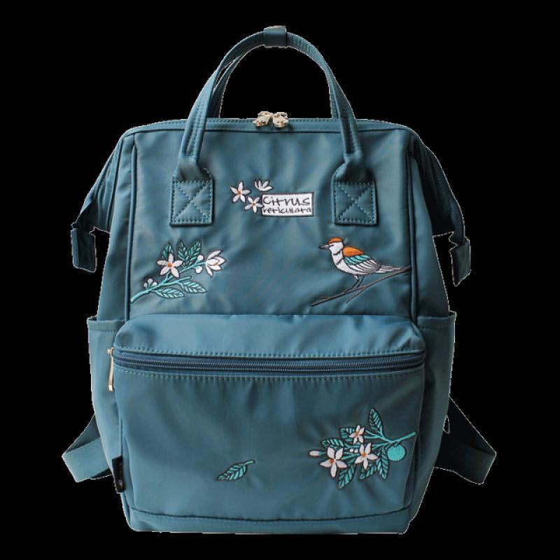 Flower Princess Women Nylon Backpack Embroidery Waterproof Bag 14 Inch Laptop Bags Flowers Print College Travel Bagpack For Girl