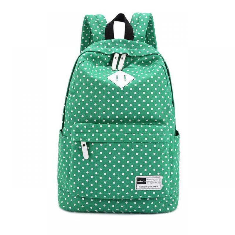 AUGUR Canvas Printing little white dots Backpack Women School Bags for Teenage Girls Cute Black Set Backpacks Female Bagpack