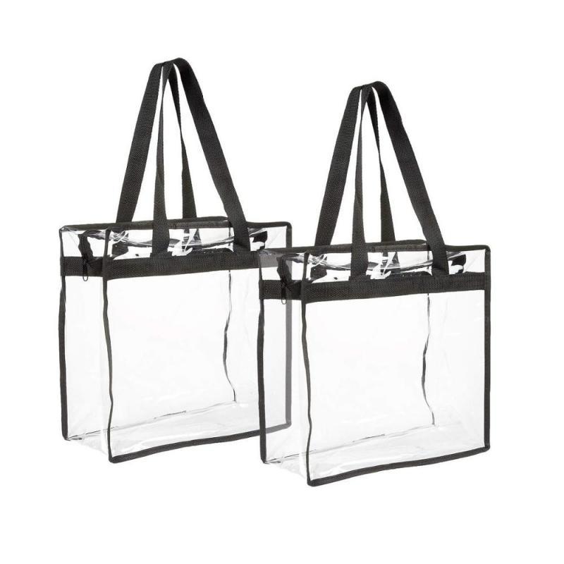 2-pack Transparent Bag - Clear Tote Bag with Zipper - Stadium Approved PVC Travel Bag