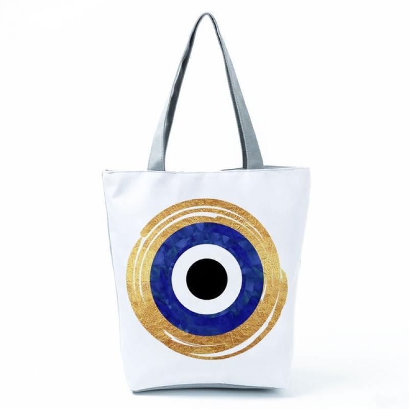 Shoulder Bags Casual Custom Tote Turkish Evil Eye Printed Eco Reusable Shopping Bag Portable Lucky Women's Handbag High Capacity