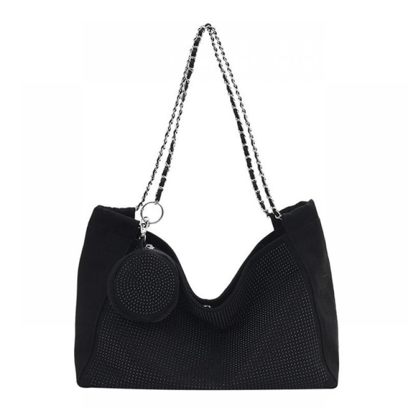 Women's Fashion Luxury Design Shopper Totes Large-Capacity pu Leather Rhinestones Shoulder Handbag Female Brand Top Handle Bags