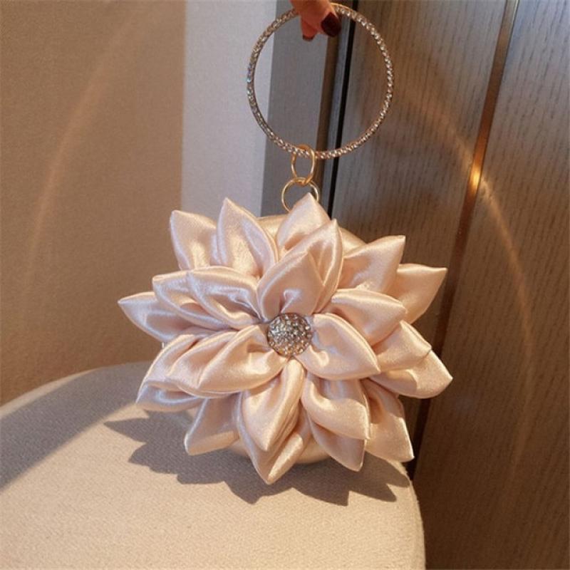 Fashion Flower Women Evening Bag 2023 Elegant Silk Lady Clutches Wedding Party Diamond Bride Handbag Hard Case Box Bolsas Mujer