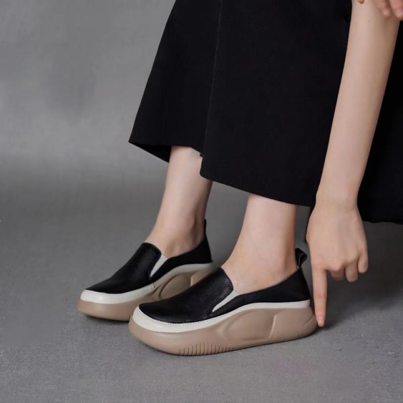 Women's color round head fashion shoes, women's outer wear comfortable platform shoes 2023 spring and autumn new