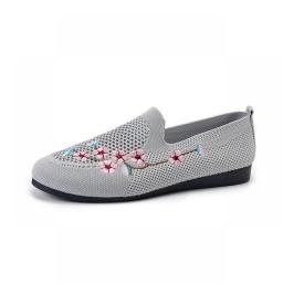 2023 High Quality Shoes For Women Round Head Women's Flats Breathable Mesh Shoes Embroider Ladies Shoes Casual Flat Shoes