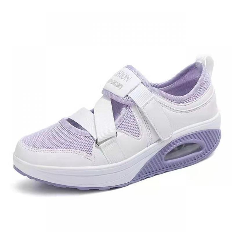 2023 Cushion Platform Shoes Women Casual Shoes Ladies Sneakers Breathable Mesh Spring Summer Wedge Shoes Ankle Strap Flats