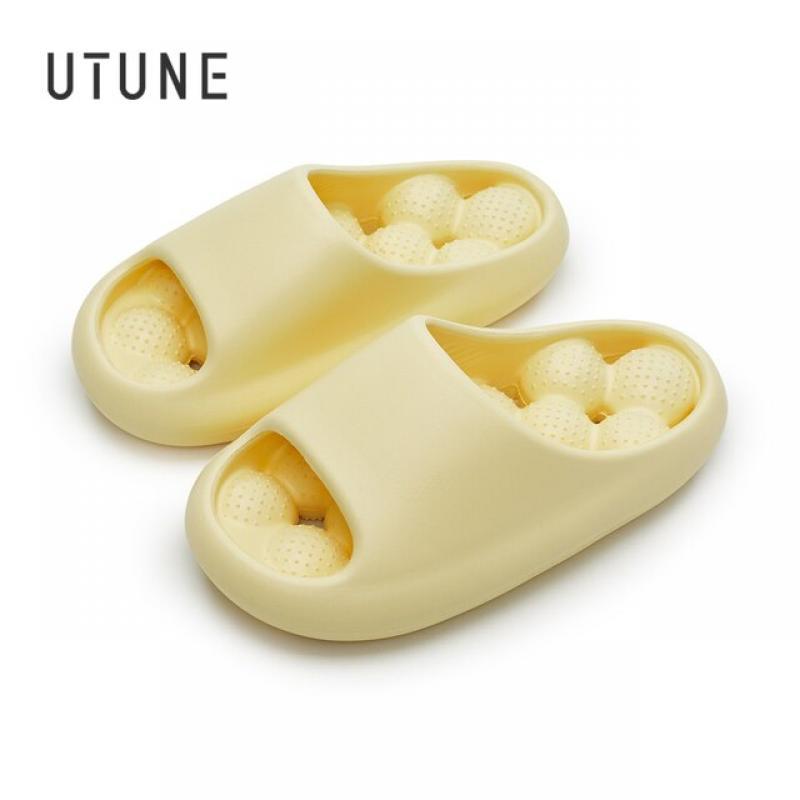 UTUNE Bouncy slippers Hollow Out Bottom EVA Non-slip Platform Bathroom Women's home slippers large Size Beach sandals flip flops