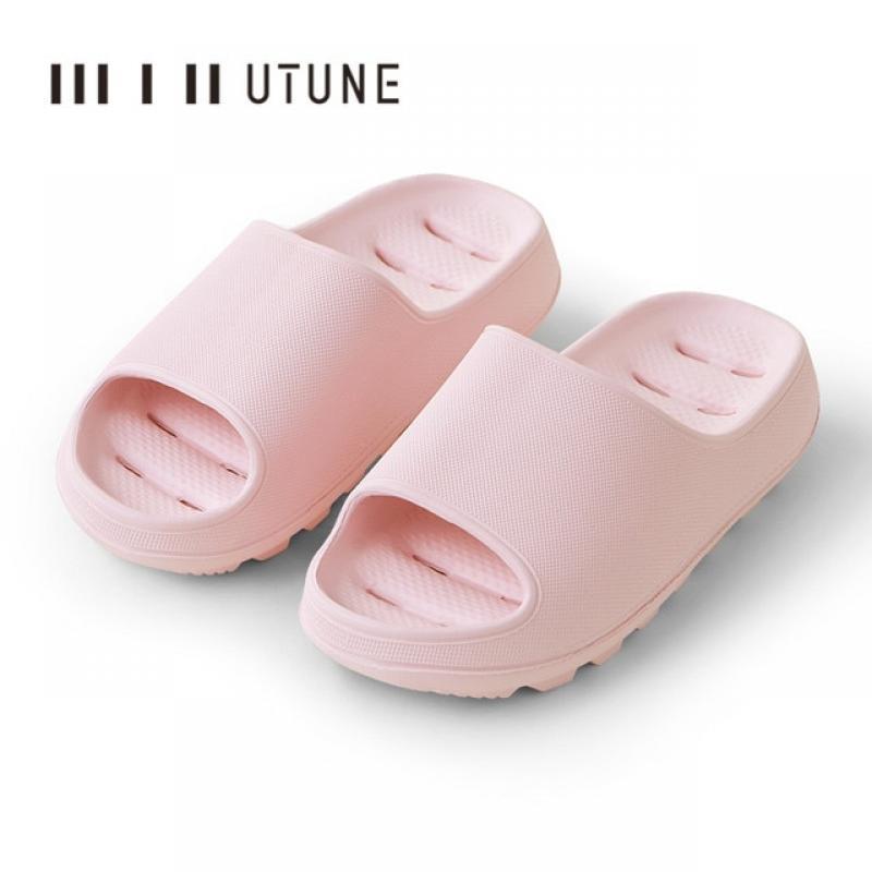 UTUNE Women Slippers Bathroom Summer Indoor Home Slides Leaking Household Bath Slipper Men Fast Leak Platform Sandals Green