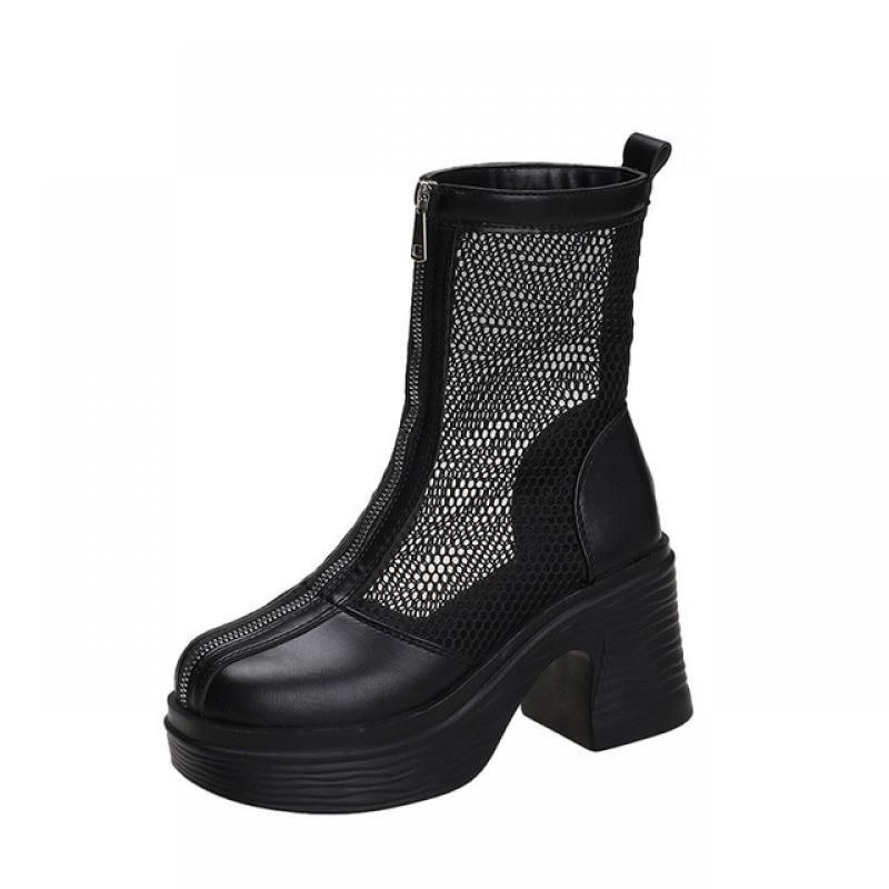 2023 Hot Sale Shoes for Women Thick Sole Cool Boots for Women High Heel  Short Boots Breathable Mesh Spring Summer Ankle Boots