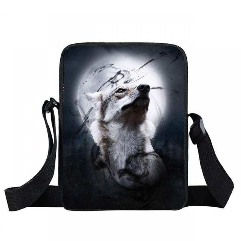 Winter Wolf Shoulder Bag Puppy Women Handbag Teenager Howling Wolf Messenger Bags Hip Hop Crossbody Bag for Travel Satchel