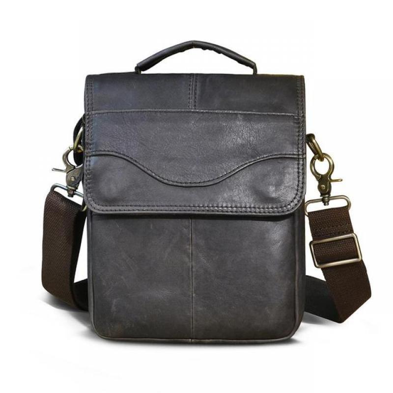 Quality Original Leather Male Casual Shoulder Messenger bag Cowhide Fashion Cross-body Bag 8" Pad Tote Mochila Satchel bag 144