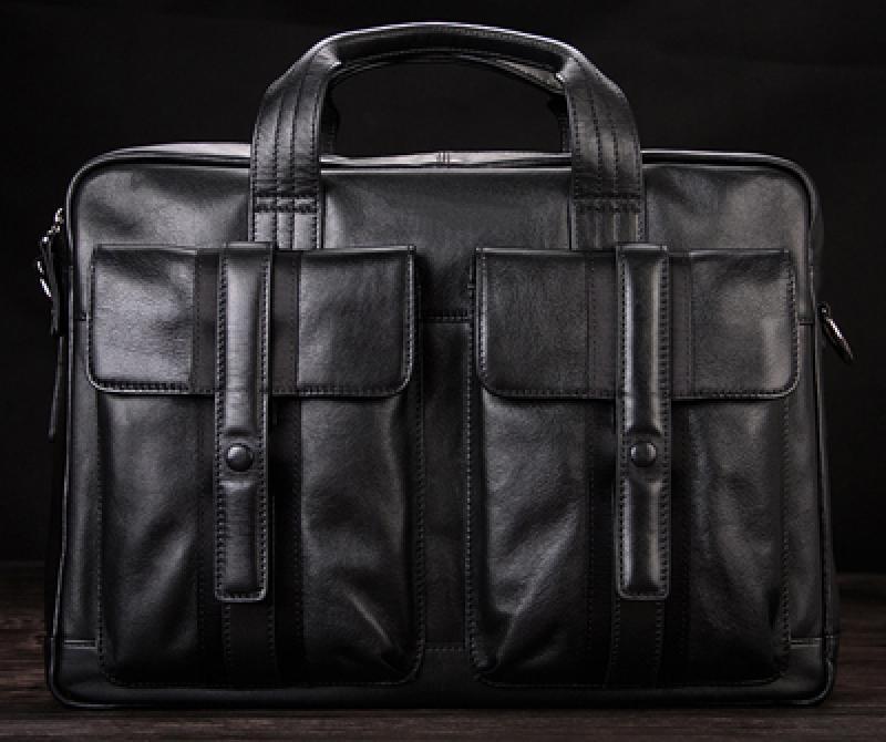 Luxury Men Genuine Leather Briefcase Business bag Leather Laptop Bag 15.6"inch Office Bag Briefcase male portfolio men Black