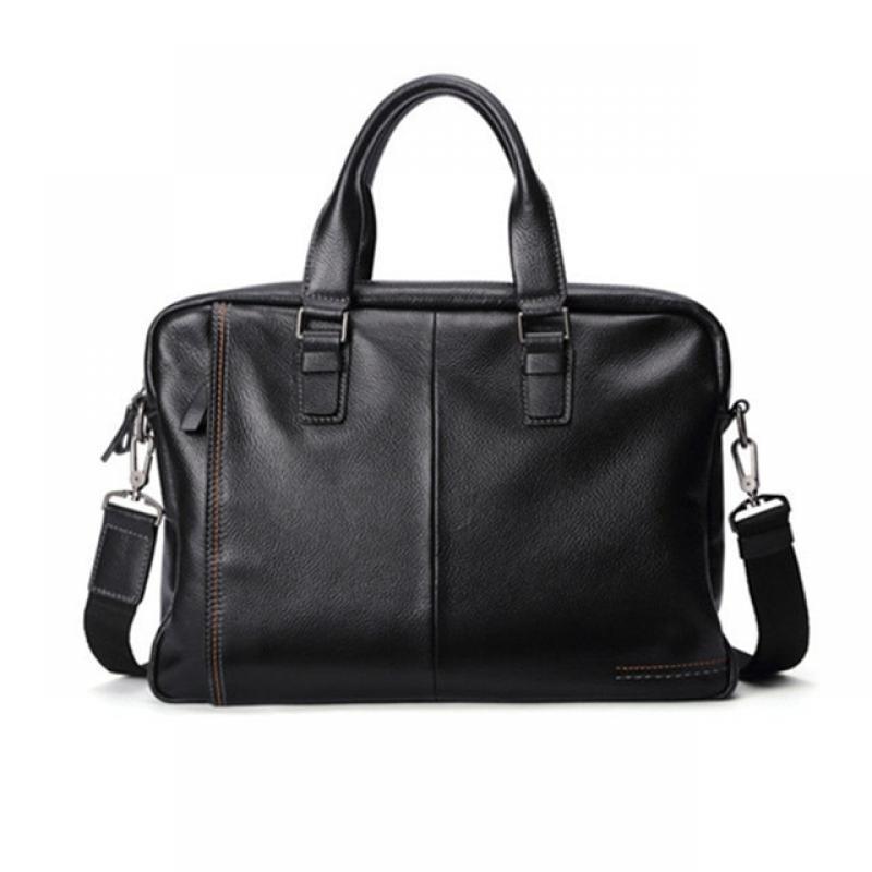 2023 New Natural Cowskin 100% Genuine Leather Men's Briefcase Fashion Large Capacity Business bag Black Male Shoulder Laptop Bag
