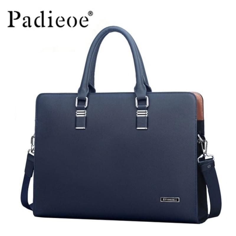 Padieoe Luxury Brand Genuine Leather Men Laptop Bag Briefcase Fashion Men's Business Bags Casual Leather Messenger Bag for Men