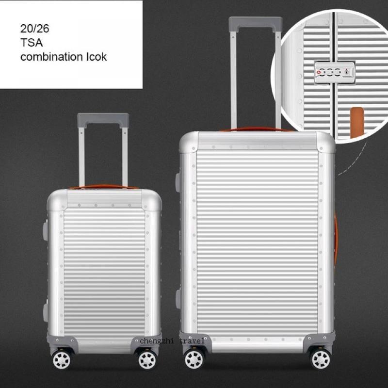 TRAVEL TALE 20" 26 inch 100% Aluminum Suitcase Spinner Hand Luggage Aluminium Travel Trolley Bags