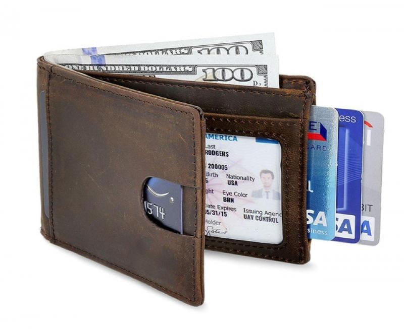 New RFID Mini Wallet Men Vintage Genuine Leather Wallet for Men Credit Card Holder Small Purse Man Money Clip