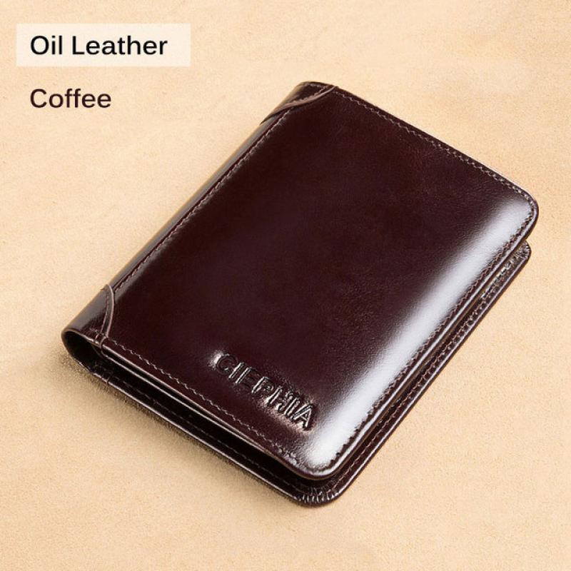 Genuine Leather Rfid Protection Wallets for Men Vintage Thin Short Multi Function ID Credit Card Holder Money Bag